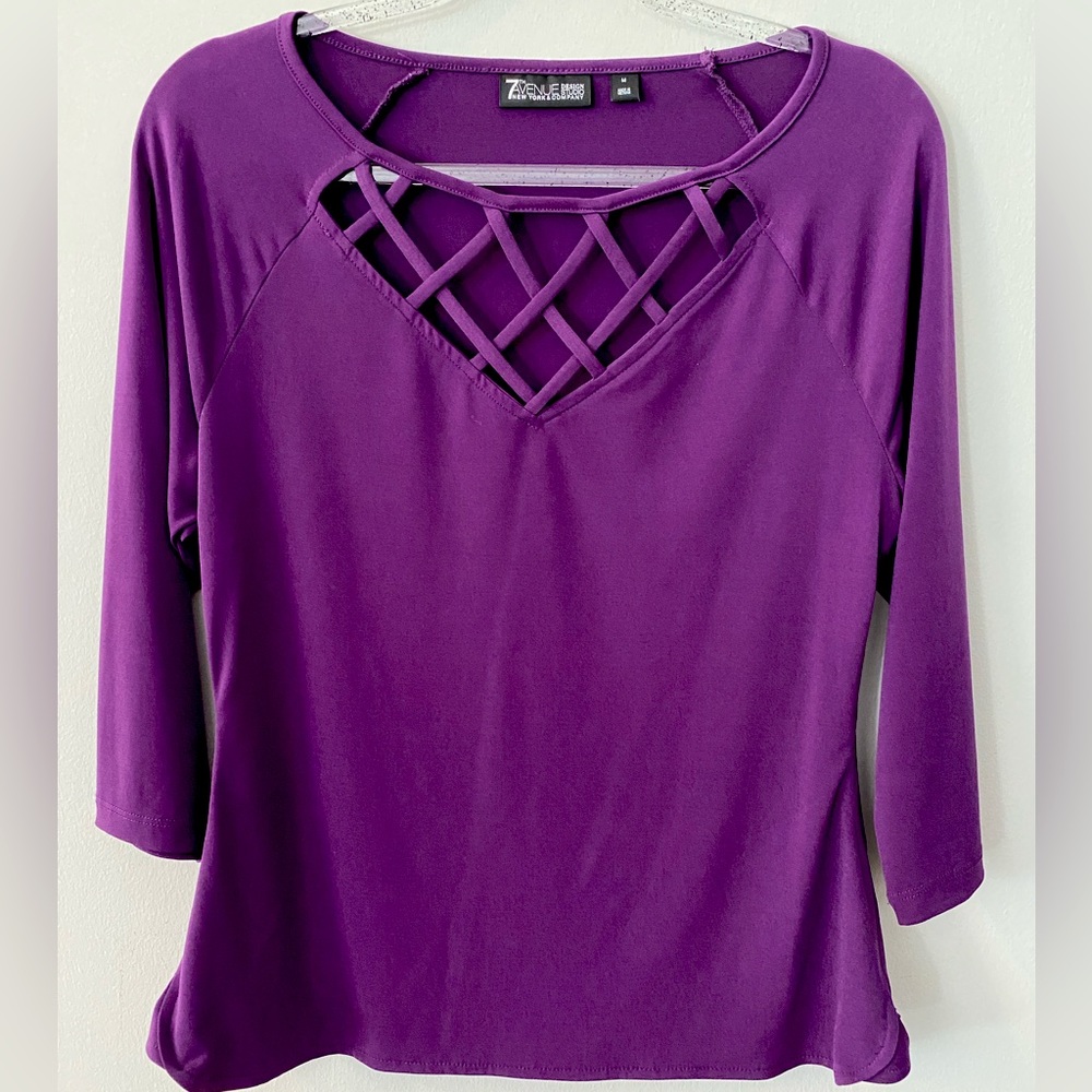 7th Avenue New York & Company Design Studio Purple Medium M Shirt Top Vietnam